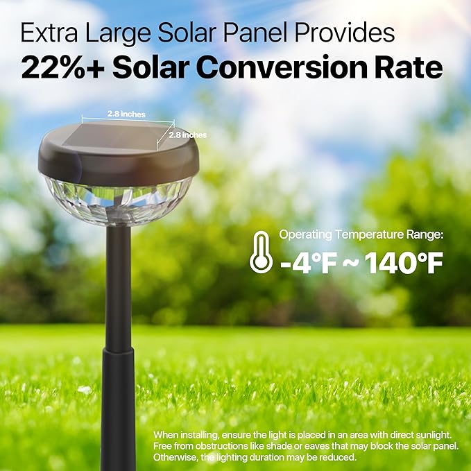 Ensenior 8-Pack Solar Lights Outdoor, Auto ON/Off 6500K LED Solar Garden Lights for Pathway, Yard, Patio, Walkway, Flower Bed, Halloween Christmas Landscape Lighting, IP65 Waterproof, Flag Lights