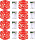 JMEXSUSS 8 Pack 50 LED Christmas Fairy Lights Battery Operated String Lights, 16ft Red Twinkle Fairy Lights Indoor Outdoor Waterproof for Mason Jars Bedroom Party Wedding Christmas Decorations