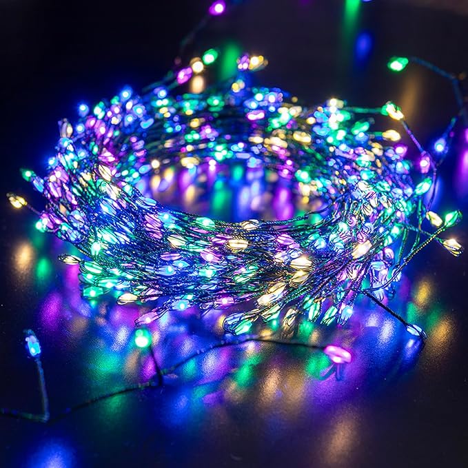 Firecracker Fairy Lights,20FT 200Leds Waterproof Twinkle Lights Plug in,8 Modes Remote String Light for Indoor Outdoor Christmas Wedding Birthday Patio Garden Decor,Green Wire,Multicolor