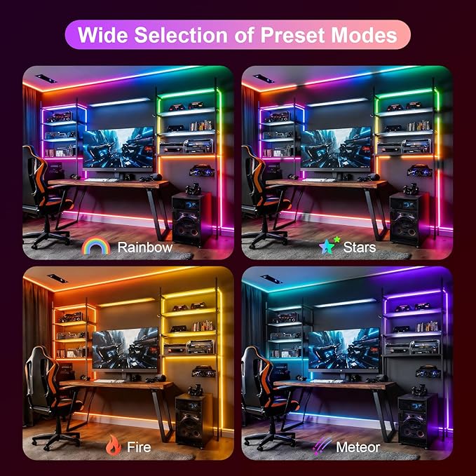 RGB Smart IC COB LED Strip Light, 80ft Light Strip, UL-Listed 24V Color Flowing Strip Light Multicolor Flexible Tape Lights with APP Control/Music Mode,for Bar Counter, Cabinet DIY Decoration（2 Rolls）