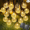Metaku 2 Pack Solar String Lights for Outside, Total 72FT 120 LED Crystal Globe String Lights, Solar Powered Outdoor Lights with 8 Lighting Modes, Patio Light for Garden, Camping and Party Warm White