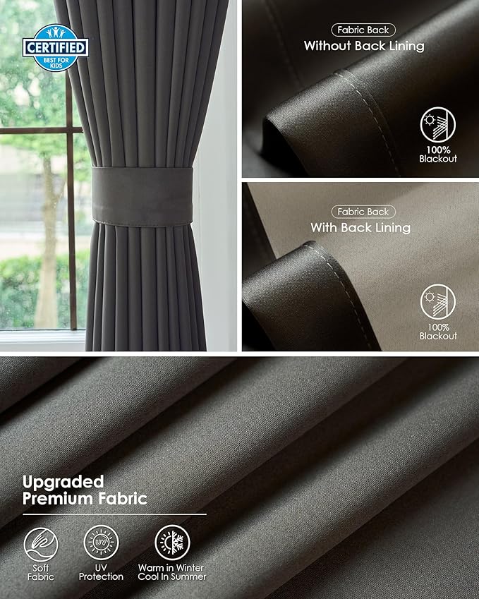 Yoolax Smart Retractable Curtain Compatible with Alexa and Google Home, Motorized Curtain Hardwired with Remote Customized Size (Dark Grey)