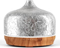 Porseme 500ml Glass Essential Oil Diffuser Aromatherapy Ultrasonic Cool Mist Humidifier 15-21 Running Hours Waterless Auto-Off Air Diffusers for Sleeping Yoga Working Spa(Silver Plated)