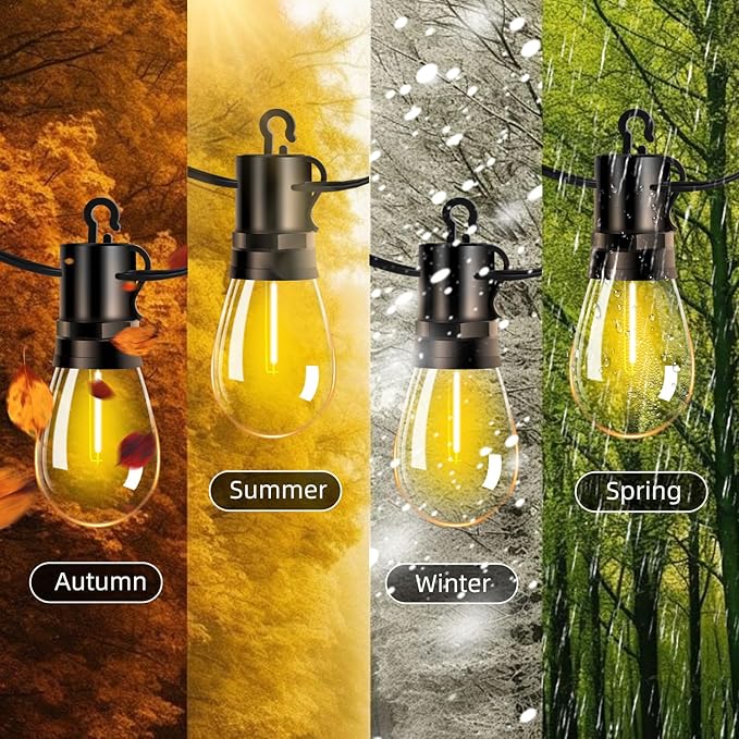 Outdoor Patio String Lights 150ft: S14 LED Shatterproof Bulbs 3 Modes Button Control - Waterproof Connectable Hanging Lights - Garden Backyard Yard Gazebo Porch Party Decorative