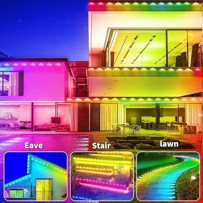 100ft Permanent Outdoor Light,RGB Eaves Lights with App Control Remote,DIY IP67 Waterproof led Lights,Outside Light for House,Halloween,Roof,Garden,Christmas Decorations