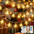 Star String Lights Battery&USB Powered,16.4FT 50LED Star Fairy Lights with Remote, Hanging Star Lights for Home, Kids Tent, Bedroom,Porch, Classroom, Christmas,Party,Room Decor,Warm White