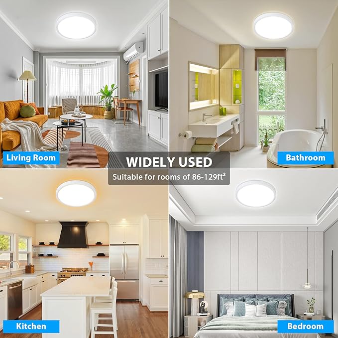 Unicozin Dimmable Ceiling Light with Remote Control, Wired 8.7Inch 18W 3000K-6000K Light Color Adjustable, Round LED Flush Mount Ceiling Lamp, White Flat Panel Lights for Dining Room, Bedroom, Kitchen