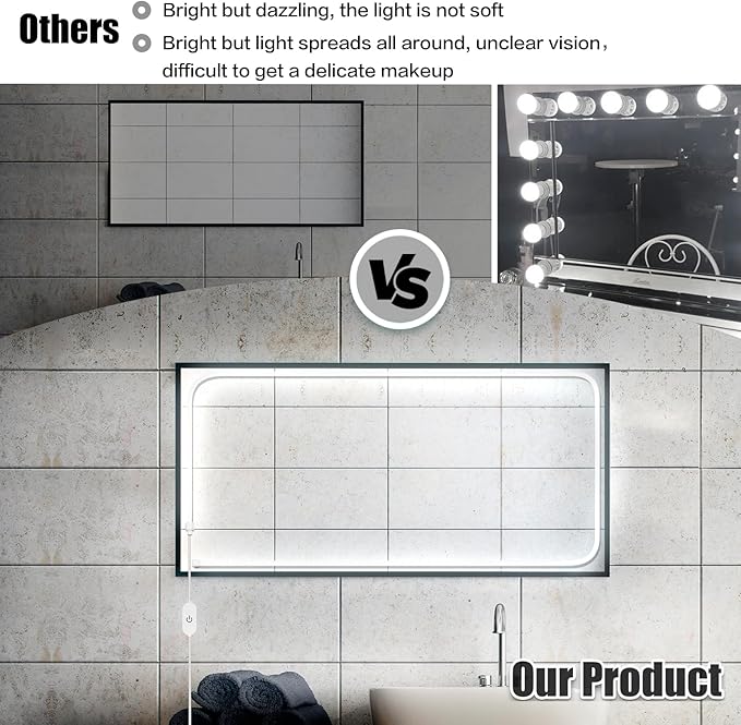 Hollywood Style Vanity Make Up Light, 10ft 6000K White LED neon Light, Dimmable Touch Control Lights Strip, for Makeup Vanity Table & Bathroom Mirror, Mirror Not Included