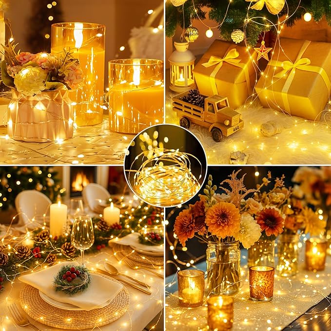 12 Pack Fairy Lights with Timer Battery Operated, 3 Modes 7ft Mini Twinkle Lights Waterproof, 20 LED Bulk String Light for Mason Jars Christmas Decoration Wedding Table Centerpieces,Warm White