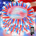 LAMPHOME 33ft Red White Blue String Lights, 100 LED 4th of July Patriotic Fairy Lights Plug in, 16 Lighting Modes Starry Lights for Outdoor Tree Independence Day Memorial Day Party Decor