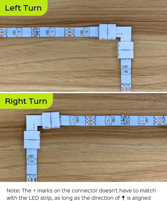 JACKYLED 30 Pcs 3-Pin LED Connectors, 10mm L Shape LED Strip Connectors Unwired Solderless Gapless Adapter Connectors Terminal Extension 12V 72W for WS2811 WS2812B SK6812 LED Strip -10 Packs