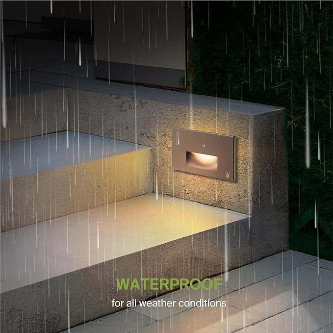 ASD LED Recessed Step Light Fixture, Dusk to Dawn Outdoor Stair Tread Lighting | 3CCT, Photocell, Waterproof, ETL Listed | 3W 120LM 3000K-5000K 120V | Staircase Hardwired Illumination | Dark Bronze