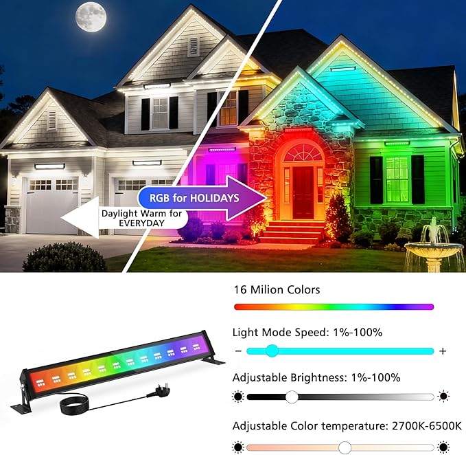 T-SUN RGBCW Wall Washer Lights 6 Pack 50W Stage Wash Light Bar Smart APP & Remote Control Music Sync Memory Timing Color Changing Wash Light for Stage Birthday Party Wedding Outdoor Indoor