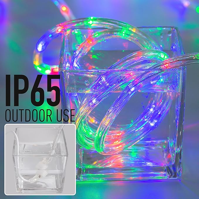 50ft Multicolor Rope Lights,Connectable for Indoor & Outdoor,110V Transparent Flexible Tube Lights,Waterproof LED Rope Lighting For Outside,Deck,Patio,Pool,Camping,Bedroom Decor,Landscape Lighting
