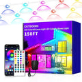 150ft permanent outdoor light, RGB outdoor eave lights with APP & Remote Control,Music synchronisation IP67 waterproof LED eave light,suitable for party, daily,Christmas,rooftop,garden,patio