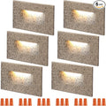 LEONLITE 120V Line Voltage 3CCT LED Step Lights, 3000K/4000K/5000K Selectable, 3.5W 150LM Dimmable Aluminum Stair Lights, IP65 Waterproof, CRI 90, ETL Listed, Pebble Grey, Pack of 6