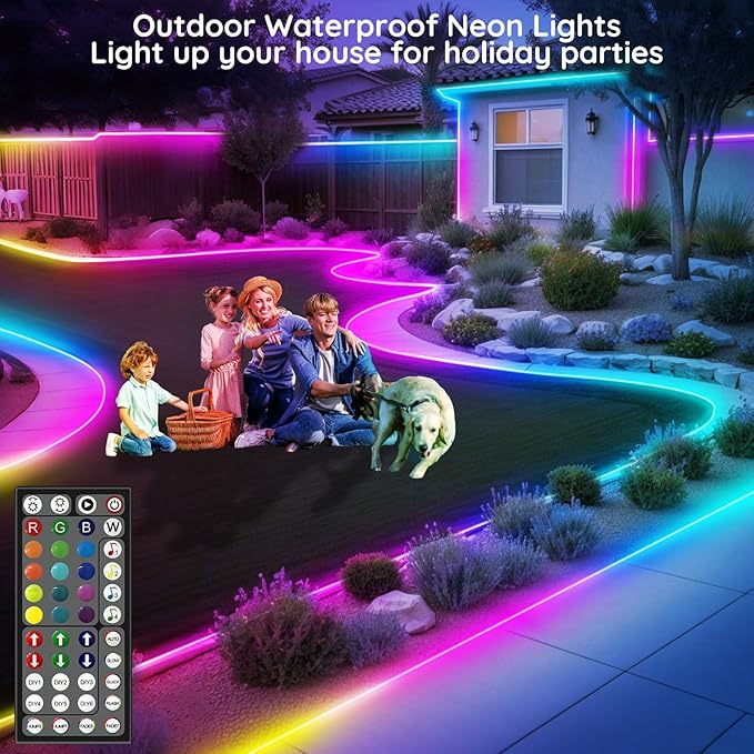 20Ft Led Rope Lights, Flexible Neon Lights Control with App/Remote, Multiple Modes, IP65 Outdoor RGB Waterproof, Music Sync Gaming Light Strip for Bedroom Decor