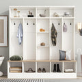Merax, 66.9" Wide Hall Tree with Storage Bench, Shoe Cabinet with Cube & Shelves, Coat Rack with 8 Hooks for Entryways