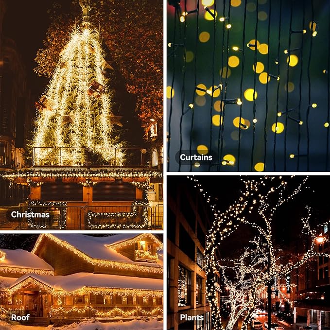 ITICdecor 33ft 100 LED Christmas String Lights, Waterproof Fairy Starry String Lights Battery Operated, 8 Modes Decorative Lights for Indoor Outdoor Xmas Tree Party Garden (Warm White)