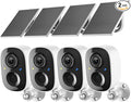 2K FHD Security Camera Wireless Outdoor Cameras for Home Security,AI Human Detection,Instant Alert,Color Night Vision,SD/Cloud Storage,Solar/Battery Powered,2.4G WIFI Only,Spotlight,Siren Alarm,4 Pack
