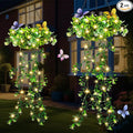 Solar Hanging Garden Lights for Spring Summer, 2 Pack 66 LEDs Realistic Flower Vine Fairy String Lights, IP65 Waterproof Outdoor Decor for Garden Patio Fence, 8-12 Hrs Auto Lighting, Mother‘s Gift
