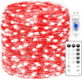 Fairy Lights 66ft 200 LED USB Twinkle String Lights Plug in Silver Wire Lights with Remote and Timer 8 Modes Outdoor Waterproof Starry Lights DIY Party Wedding Christmas Decoration（Red）