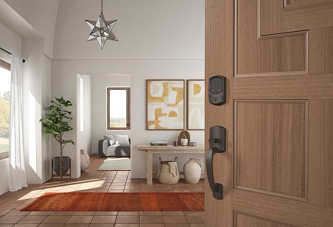 Schlage Encode Smart Wi-Fi Deadbolt Lock with Touchscreen Keypad, Keyless Front Door Entry, App Control, Alexa, Google Home and Airbnb Compatible, Aged Bronze, BE489WB GRW 716