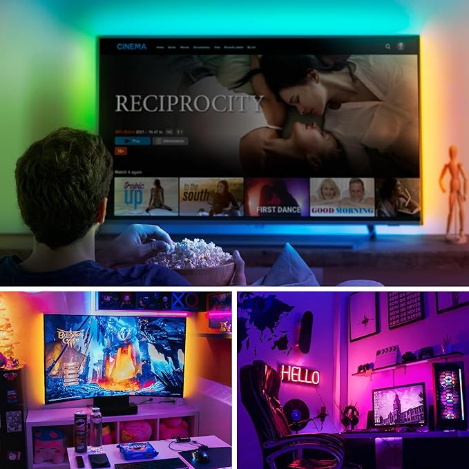 LEPOTEC 3 Pcs RGB LED Wall Lights,Wall Sconces Lamp with App Remote Control,Gaming Light Bar,Under Cabinet Lighting with Music Sync,Rechargeable Battery Operated Night Closet Light for Living Room