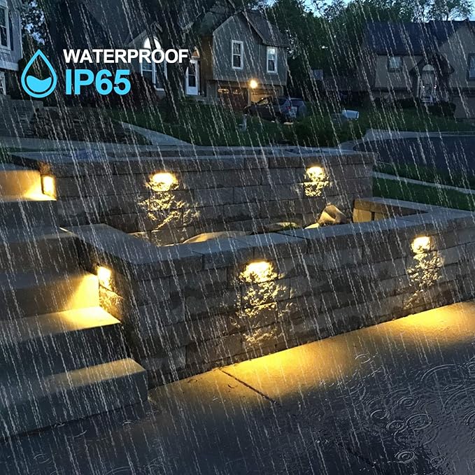 2W Retaing Wall Deck Step Light 7 Inch LED Hardscape Paver lamp, Warm White 2700K, 12V Low Voltage AC/DC, for Garden Pathway Outdoor IP65 Waterproof 4 Pack