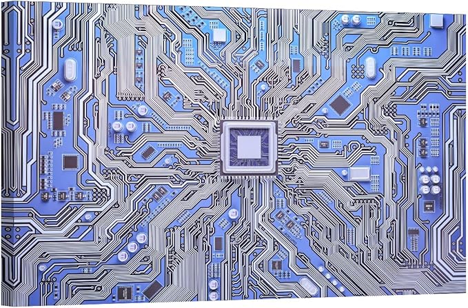 Digital Chip Pictures for Bedroom Wall Decor CPU Prints Wall Art Canvas Artwork Wall Decor 1 Panel Wall Art Circuit Board Wall Art Canvas Framed Wall Hanging Decor Ready to Hang 36x24 INCH