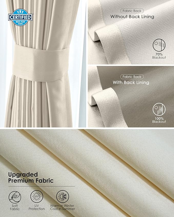 Yoolax Smart Retractable Curtain Compatible with Alexa and Google Home, Motorized Curtain Hardwired with Remote Customized Size (Champagne)