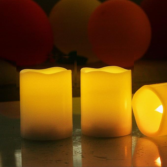 Battery Operated Plastic Flameless LED Pillar Candle with Cycling Timer, Flickering Realistic Electric Light for Indoor Outdoor Bookshelf Wedding Dinner Party Centerpiece Fireplace Easter Decor 2 Pack