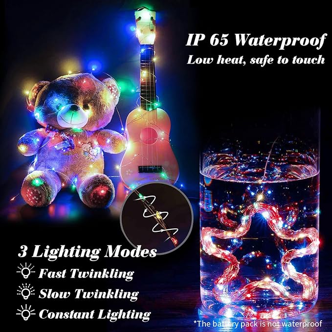 ZGWJ 8 Pack Fairy Lights Battery Operated, 7ft 20 Mini LED Fairy String Lights Silver Wire 3 Modes for DIY, Parties, Wedding, Bedroom, Halloween Christmas Decoration