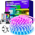 400ft Outdoor LED Strip Lights Waterproof,IP68 Outside Led Light Strips Waterproof with Remote/APP Control,Music Sync RGB Led Rope Lights for Bedroom Staircase Party（2 Rolls of 200ft）