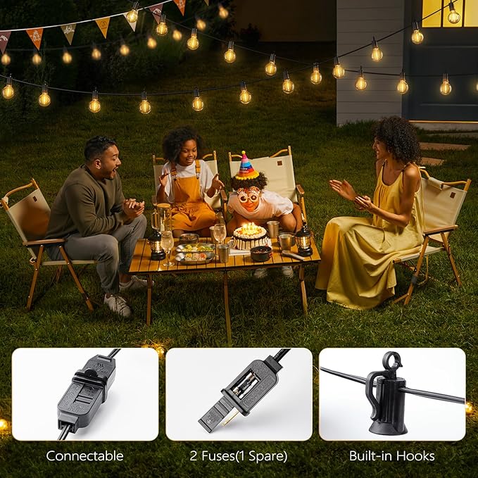 Brightown Outdoor String Lights - Waterproof Globe Patio Lights 35 Ft with 30 G40 Shatterproof LED Bulbs, Connectable Commercial Hanging Light for Backyard, Bistro, Porch, Cafe, Deck, Garden