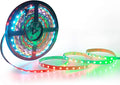 ALITOVE RGB LED Strip Light 32.8ft WS2811 Addressable Programmable Dream Color Digital LED Pixel Light 24V 10m 600 LEDs Rainbow Chasing Effect LED Flexible Light Rope Non-Waterproof White PCB