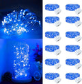 12Pack Fairy Lights Battery Operated, 7ft 20 LED 3 Modes Speed Twinkle Mini String Lights Waterproof Silver Wire Firefly Starry Lights for Mason Jars Wedding Party Christmas Decorations