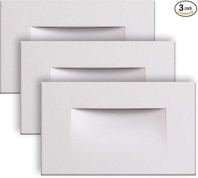 Ciata LED Stair Lights Indoor, Step Lights Outdoor Light 3 Watt, Warm White Stairway Lighting for Outdoor and Indoor Stairs 3000K Concrete, Home Theater Lighting, White Finish, Horizontal, 3 Pack