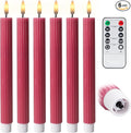 WYZworks 10" Fluted Ribbed LED Pink Grooved Pillar Candles, Remote & 24h Timer Memory, On/Off Switch - Flameless Dimmable Battery Operated w/Flicker Mode, Home Wedding Decor (6 Pack)