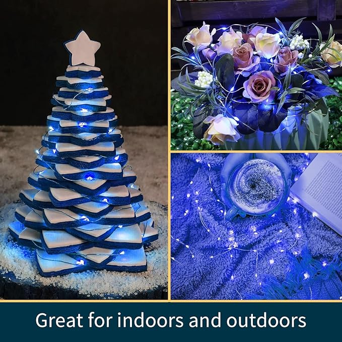 LAMPHOME 6 Pack Blue Fairy Lights Battery Operated - 7ft 20 LED Lights Copper Wire Mini String Light Firefly Light for Mason Jars DIY Crafts Christmas Wedding Party Centerpiece Table Decor