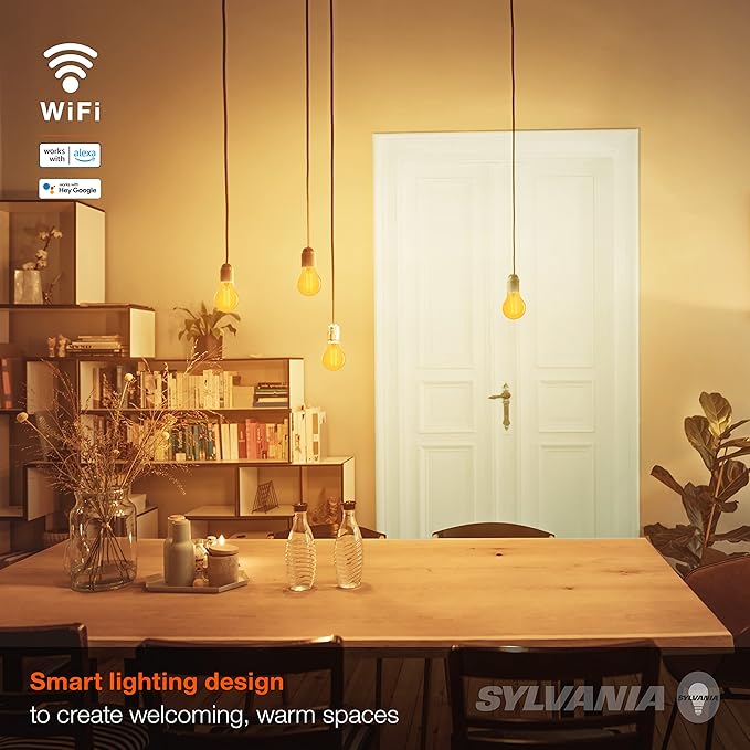 Sylvania WiFi LED Smart A19 Amber Finish Light Bulb, 4.5W Efficient, for Alexa/Google Assistant, 2000K, No Hub Required - 1 Pack (75800)