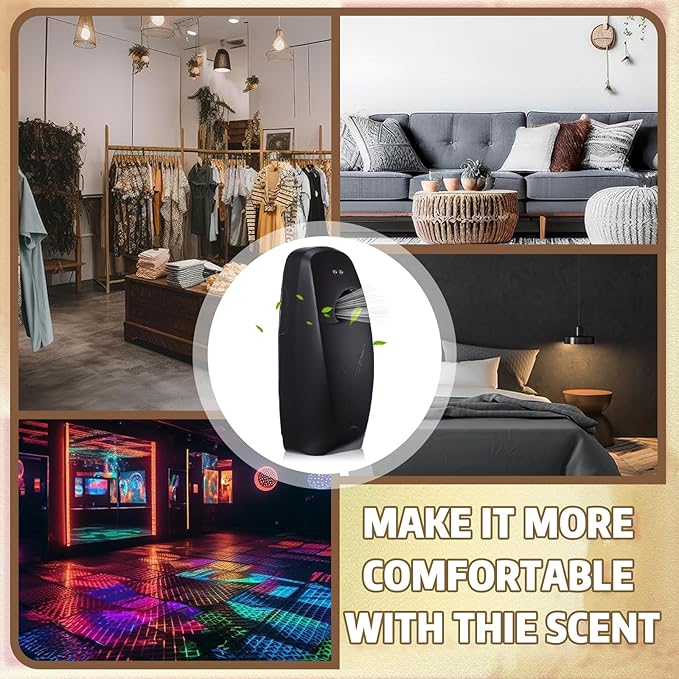 Automatic Air Freshener Spray Dispenser Home indoor Wall Mounted Automatic Spray Dispenser Air Freshener Spray, Commercial and Home Use, Bathroom, Hotel, Office and Public Area (Black, 6 Pcs)