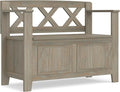 SIMPLIHOME Amherst Entryway Storage Bench - 36 inch Wide Solid Wood Hallway Bench in Distressed Grey, Transitional Bench for Entry or Mudroom with Lift-Up Lid, Storage Compartments and X-Back Detail