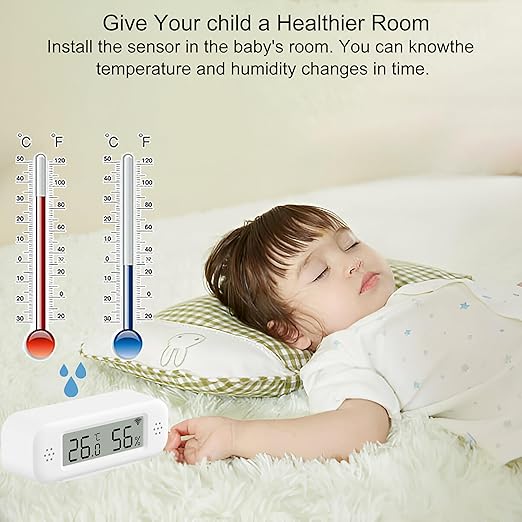 WiFi Thermometer Hygrometer Sensor, Temperature & Humidity Sensor with Notification Alarm for Remote Applications, Free Data Export, Compatible with Alexa- 4 Pack