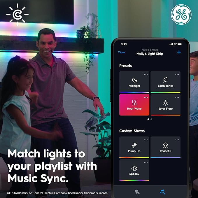 Cync GE Dynamic Effects Smart LED Light Strip with Music Sync, Color Changing Outdoor Light Strip, Compatible with Alexa and Google Home, 32ft Waterproof Light + Power Supply