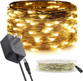 RUICHEN Silver Wire Fairy Lights Plug in 33 Ft 100 LED String with Spool, Warm White