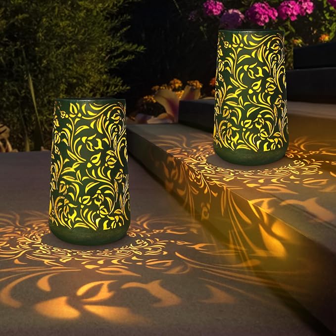 Solar Lanterns Outdoor Waterproof Solar Powered Retro Moroccan Lantern for Garden Patio Courtyard Lawn and Tabletop Decorative. Unique Gifts for Women Gardening