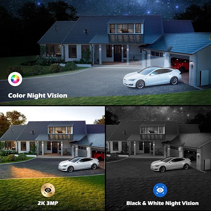2Packs Solar Security Outdoor WiFi Camera, Pan Tilt 355° View IP65 Waterproof Rechargeable Wireless Battery Powered 2K 3MP PTZ Camera with PIR, Color Night Vision,2-Way Talk, 4dbi Antenna