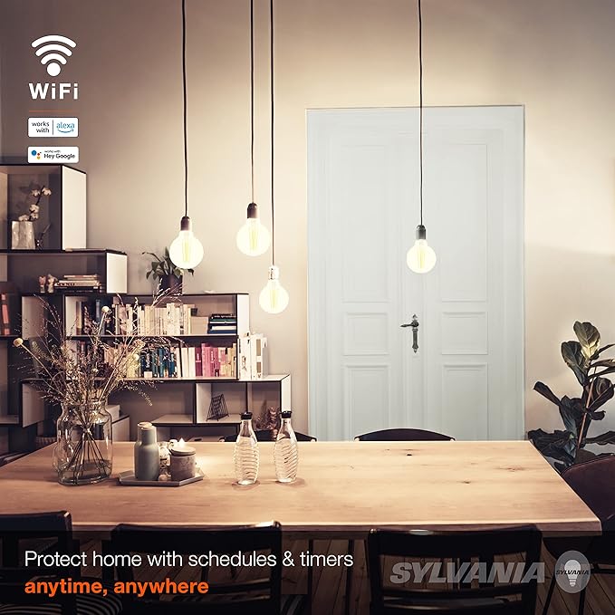 Sylvania WiFi LED Smart G25 Light Bulb, 5W Efficient with Filament, for Alexa/Google Assistant, Energy Star, Clear, 2700K, Soft White - 1 Pack (75798)
