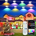 Smart Permanent Outdoor Lights for House, 50ft with 30 RGB+IC Eaves Lights Outdoor, P67 Waterproof with DIY Scene for Halloween Christmas Decor, , Remote Control, Work with Alexa, Google Assistant